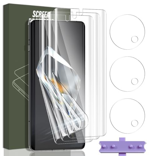 Jewloofa TPU Protection écran pour OnePlus 12 [3 Pièces] et Verre Trempé Caméra Arrière Protecteur [3 Pièces], Couverture Totale Protection Film pour OnePlus 12