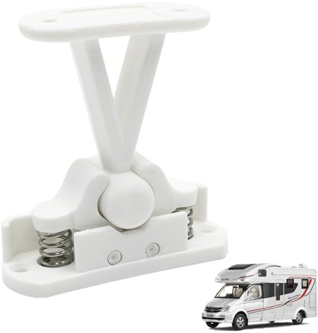 GYSRXS Caravan Door Retainer Catch,Caravan Door Static Retainer Latch with Auto Spring,Door Holder Catch for RV Camping Boats Cabinets,7×7.5CM(White)