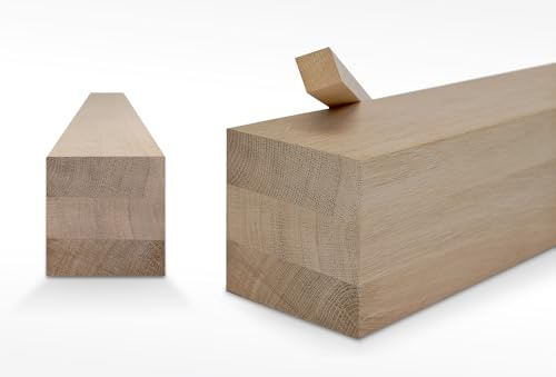 Woodsellers Leimholz Eiche nach Maß 80 x 80 mm [350–1000 mm Länge wählbar] – Brettschichtholz mit durchgehenden Lamellen – wasserfest verleimt & technisch getrocknet