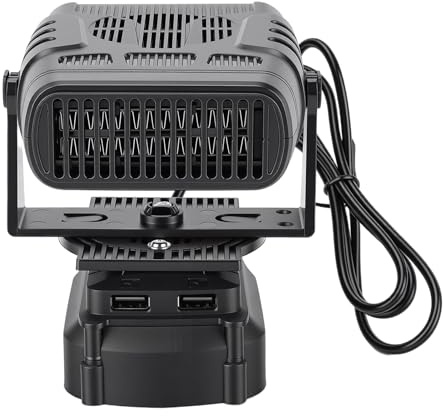 Spacnana Kabellose Raumheizung, Tragbare Batteriebetriebene Heizung mit Zwei USB-Anschlüssen für 18 V BL1830 BL1850, 2 Geschwindigkeiten für Auto, Camping und Büro