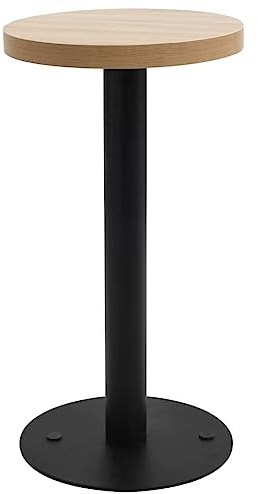 DELUKE Bistrotisch Flori rund Hellbraun/Schwarz 40 cm MDF | Esstisch Kleiner Tisch Cafe Gartentisch Balkontisch Outdoortisch