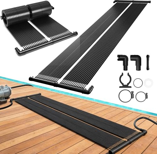 YRHome Kit de panneau solaire EPDM pour piscine - 500 x 70 cm - Avec 32 tuyaux fins - Extensible à volonté - Chauffage solaire pour douche de jardin, piscine
