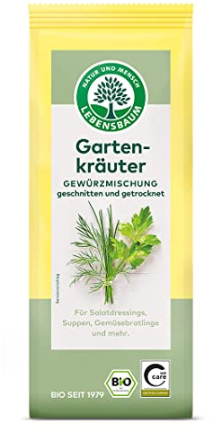 Lebensbaum Gartenkräuter, Gewürzmischung für Salatdressing, Suppen & Gemüsebratlingen, kräftig-würziger Genuss, geschnitten und getrocknet, 30 g
