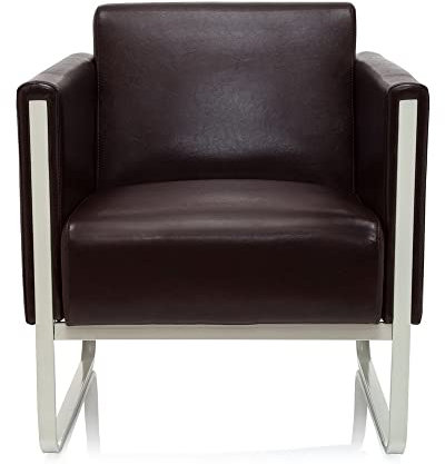 hjh OFFICE Lounge-Sofa 1-Sitzer Aruba Kunstleder Polstersofa Couch modern mit Metallgestell, 78 x 67 x 71 cm, Braun
