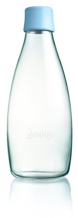 Retap ApS Grande Bouteille d'eau en Verre Borosilicate 0,8 l - Bleu Clair