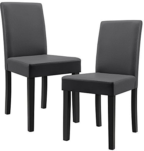 [en.casa] Esszimmerstühle Hamburg 2er Set Küchenstühle Kunstleder Polsterstuhl 89 x 43 x 54 cm Holzbeine Dunkelgrau