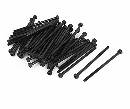 Sourcingmap M3x55mm 12.9 Alloy Steel Hex Socket Screws Partially Threaded Bolt Black 50Pcs