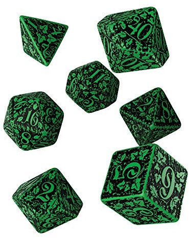 Q-Workshop FOR15 - Forest 3D Green & black Dice Set (7)