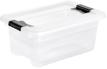 keeeper Aufbewahrungsbox mit Deckel und Schiebeverschluss, 29,5 x 19,5 x 12,5 cm, 4 l, Cornelia, Transparent
