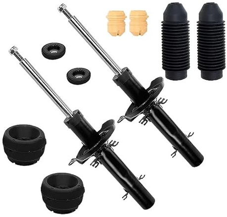 BESTPRICE 2x Gasdruck Stoßdämpfer Vorne Federbein Zweirohr inkl. Domlager & Staubschutzsatz