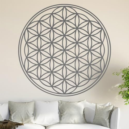 Kiwistar Blume des Lebens - Baum Wandtattoo in 6 Größen - Wandaufkleber Wall Sticker - Dekoration, Küche, Wohnzimmer, Schlafzimmer, Badezimmer (30 x 30 cm, 71_grau)
