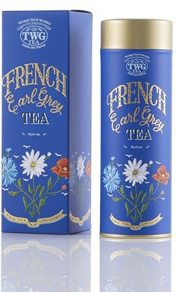 TWG Tea | French Earl Grey | Tè Nero | Bergamotto e Fiordalisi Blu | Latta Haute Couture, 100G | Set Regalo