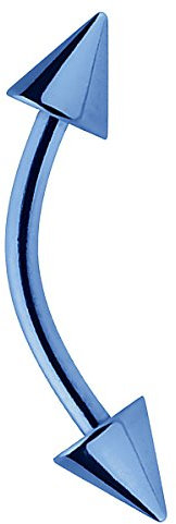 Piersando Banane Piercing Stab Stecker Gebogen Spikes Spitze Augenbraue Tragus Septum Helix Lippe Ohr Nase Intim Brust Bauch Piercings Blau 1,2mm x 8mm x 3x4mm