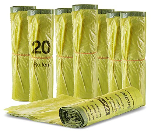 BigDean 20 Rollen Gelber Sack, Gelbe Säcke 90 Liter HDPE Gelb 13 Stück pro Rolle, insgesamt 260 Stück - ca. 60x87 cm plus 5 cm Umschlag 15my - Ideal für Mülltonnen, Mülleimer und Körbe