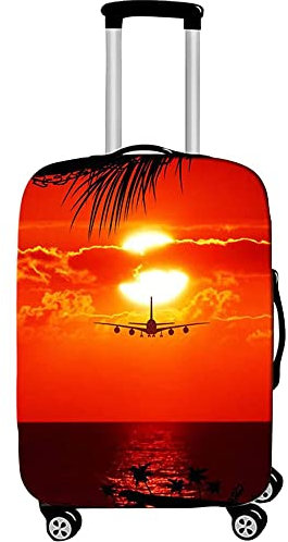 Elastische Kofferhülle Reise Waschbare Kofferschutzhülle Drucken Suiltcase Cover, Luftfahrzeugdruck Kofferschutzbezug, passend für Handgepäck Koffer(M, 22-24 Zoll)