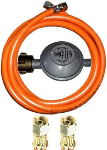 30mbar Druckregler + Propan-Gasschlauch mit 2 X 1/4 links Überwurfmutter (200 cm (2m))