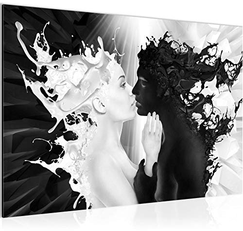 Runa Art Bild Milk und Coffee Modern Wandbilder Wohnzimmer Schlafzimmer 1 Teilig - Made In Germany - Liebe Schwarz Weiss Flur 005015b