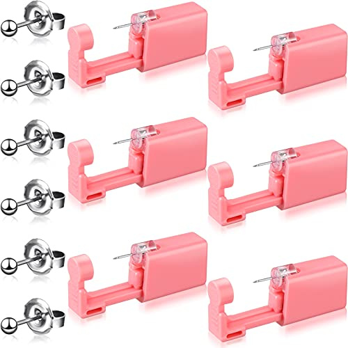 Honoson 6 Pcs Disposable Ear Piercing Gun Kit with Earrings for Women Men