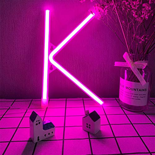 LED-Buchstaben Lichter Rosa Buchstaben Neonzeichen 26 Alphabet Leuchten Buchstaben/Wards Nachtlicht USB und Batteriebetriebene Neonlichter für Home Bar Hochzeit Geburtstagsfeier Weihnachten Home Ba