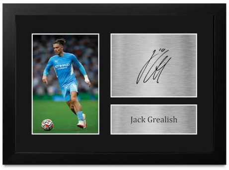 HWC Trading FR A4 Jack Grealish Geschenke Gedrucktes Signiertes Autogramm Foto für Fußball Anhänger and Fans - A4 Framed