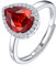Suplight Damen Ringe aus 925 Sterling Silber Kristall Fingerring mit Geburtsstein Juli in Birnenschnittform Zirkonia Damenring Synthetischer Rubin