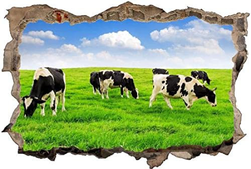 Gougeltd Wandtattoo - Kühe Kuhweide Wiese - Wandaufkleber - 3D Wandsticker - Wandbild selbstklebend Wanddeko fürs Kinderzimmer 56x84cm