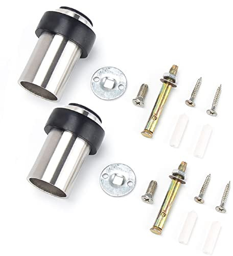Door Stoppers, Floor Mount Door Stop 65mm Modern Doorstops Stainless Steel Cylindrical Floor Door Stopper for Wall Mounted Door Mounted, 2 Pack