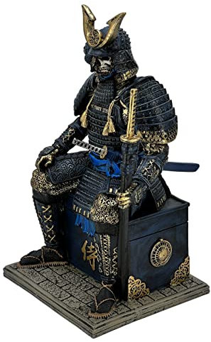 MAUNDEN Mittelalterlicher antiker Samurai Untoter Krieger Harz Statue Ornament Figur Handwerk für Zuhause Wohnzimmer Veranda Dekoration Büro Schreibtisch Desktop Tisch Arrangement Geschenk (Blue Glod)
