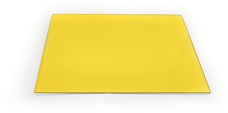 Clear Glass Chopping Board with Plain Yellow Print - Size 30cm x 20cm - Non Slip Glass Worktop Savers for Kitchen - Great Worktop Protector for Any Food prep