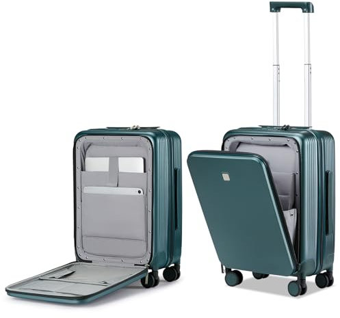 Hanke Grace Koffer mit Rädern, Hartschalengepäck, Fluggesellschaftsgenehmigt, 50,8 cm Reisekoffer, leicht, TSA-Gepäck für 2-3 Tage, Kurze Geschäftsreisen., Schwarzes Grün, 20 Inch