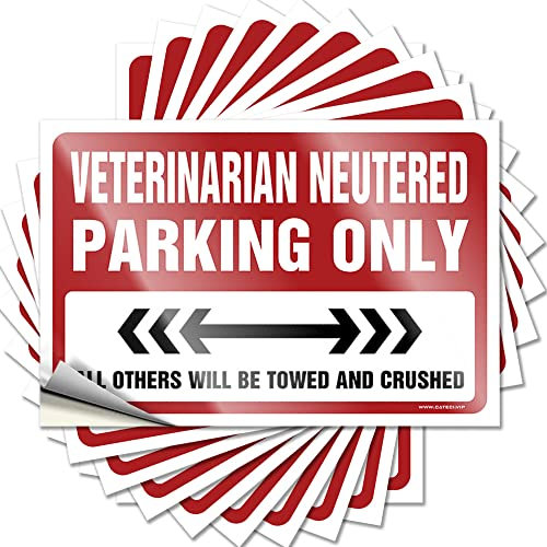 COTECI Lustige Auto-Aufkleber Tierarzt neutralisiert Parking Only Lustiger Aufkleber 10 Stück Höhle Türschild Helmaufkleber und Aufkleber (Größe: 6 x 9 cm)