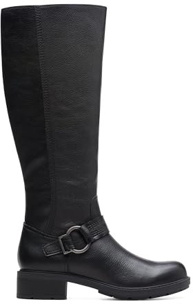 Clarks Hearth Rae, Stivali alla Moda Donna, Pelle Nera, 37 EU