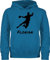 Kinder Hoodie Jungen Mädchen - Geschenke Handball - Handballer Silhouette mit Name - 152 (12/13 Jahre) - Himmelblau - zubehör personalisiertes Pulli von Pullover wm Kapuzenpulli Junge Jungs