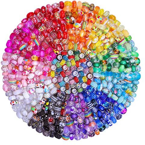 Europäisches Sortiment mit großem Loch Perlen Abstandshalter Perlen Strass Handwerk für DIY Charms Armband Schmuck Making (Regenbogen)