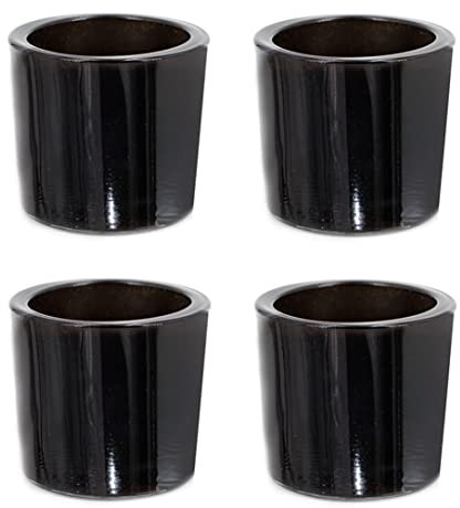 Teelichthalter Glas 6,5x6cm Set 4 Stück Teelichtgläser Windlichtglas Windlicht klein schwarz
