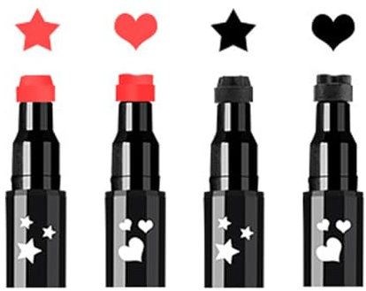 Stern & Herz Gesichtsstempel Eyeliner Set, 4 Stück Rot und Schwarz Eyeliner mit Motivstempel, Star Heart Face Makeup Stamp von „Linble“