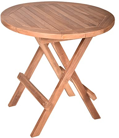 Beistelltisch Tisch rund aus Teakholz massiv, B/H/T: ca. 50/50/50 cm