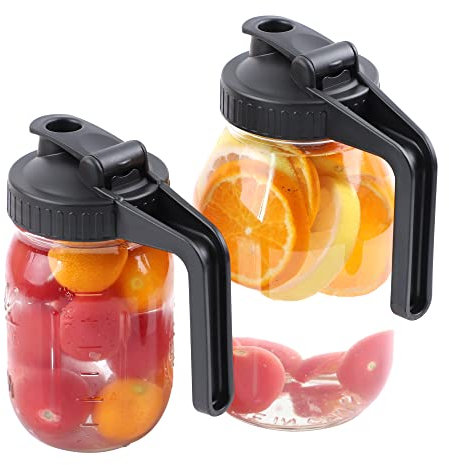 Mason Jar Pour Spout Lid Regular Mouth With Handle,Airtight & Leak-Proof Flip Cap Lid,Easy Pouring Spout,Turns Your Mason Jar Into Pitcher (Jar Not Included)