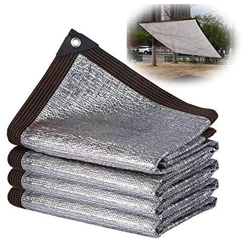 NOWORO Silber Schattierungsnetz 99% Sonnenschutz Netz Aluminium Schattennetz mit Ösen, Sonnensegel für Auto Terrasse Garten Balkon, 2x5 2x8m 3x3m 4x6m 5x6m 6x7m 8x10m (Size : 5mx9m(16.4ftx29.5ft))