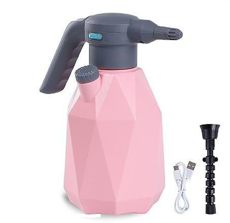 DOUBFIVSY 2L/0.5 Gallon Elektrischer Sprühflasche, Drucksprüher | Gartenspritze mit Verstellbarer Düse, Batteriebetriebene Pflanzensprüher Pumpsprühflasche für Pflanzen, Autos, Garten Düngung (Pink)