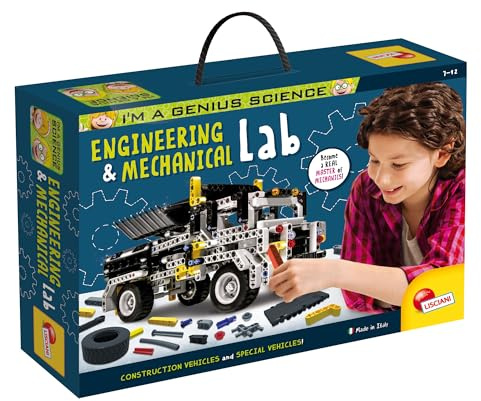 Lisciani - I’m a Genius Science - Superlabor für Technik und Mechanik - Wissenschafts- und Bildungskit - Baumaschinen - Für Kinder von 7 bis 12 Jahren