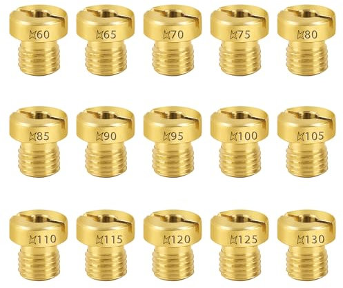 Getti Carburatore,15 Ugelli Getti 6mm Ugelli Carburatore Kit per Carburatore Dell'Orto PHBN-PHVA Dimensione 60-130 (60/65/70/75/80/85/90/95/100/105/110/115/120/125/130)