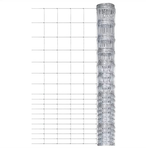GuyAna Gartenzaun Verzinkter Stahl 50x1,5 m Silbern Gartenzaun Maschendrahtzaun Set Garden Fencing Gartenzaun Komplettset Zaun Draht Rolle 149508