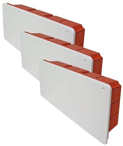 Poly Pool PP0591 Scatola di derivazione da incasso con coperchio, dim. est. 296x153x70mm, Bianco (Confezione da 3)