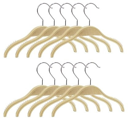 Zipits Nwlzx Set de 10 Perchas de Madera para Ropa, Color Natural. Gancho Giratorio 360º, Perchas Pantalones, Colgador Ropa Antideslizante para Trajes, Chaquetas y Camisas, Vestidos y Blusas (38cm)
