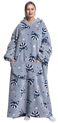 Capecage Kapuzenpullover, lange Kapuzendecke, Sweatshirt als Geburtstagsgeschenk für Damen und Herren, lange tragbare Decke für Männer und Frauen, Fuchs-Hoodie-Decken für Damen und Herren