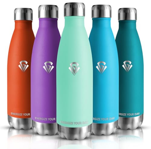 Grsta Gourde Isotherme, Bouteille Isotherme 750ml, Gourde Sport sans BPA, Gourde INOX Reutilisable, Gourde Metal pour Gym, école, Voyage, Running