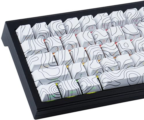 Sunzit Lot de 135 touches personnalisées PBT - Profil Cherry - Touches topographiques blanches pour commutateurs Cherry MX ISO/ANSI - Clavier de jeu mécanique