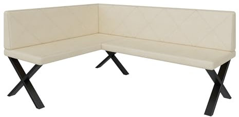 FURNISTAR Eckbank Akiko Metal X - Eckbankgruppe für Ihrem Esszimmer, Küche modern, Sitzecke, Essecke. Perfekt für Küche, Büro und Rezeption. Solide und Starke Verarbeitung. (128x168-Links-Soft18)