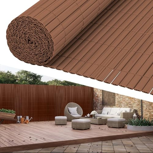 Tubiaz PVC Sichtschutzmatte 180×1000cm, Sichtschutz Zaun mit Interne Verstärkung, Balkon Sichtschutz Windschutz, Sonnenschutz, Sichtschutz Garten mit Kabelbinder (Braun)